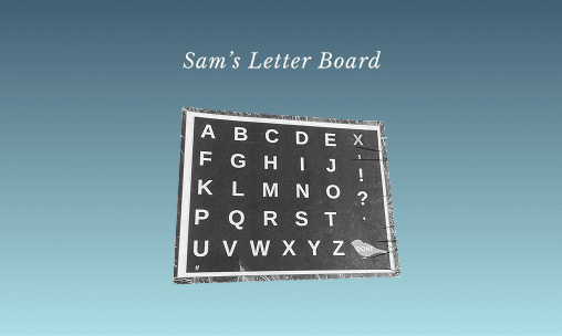 A specialized alphabet letter board used for communication by nonspeaking individuals with autism and apraxia.